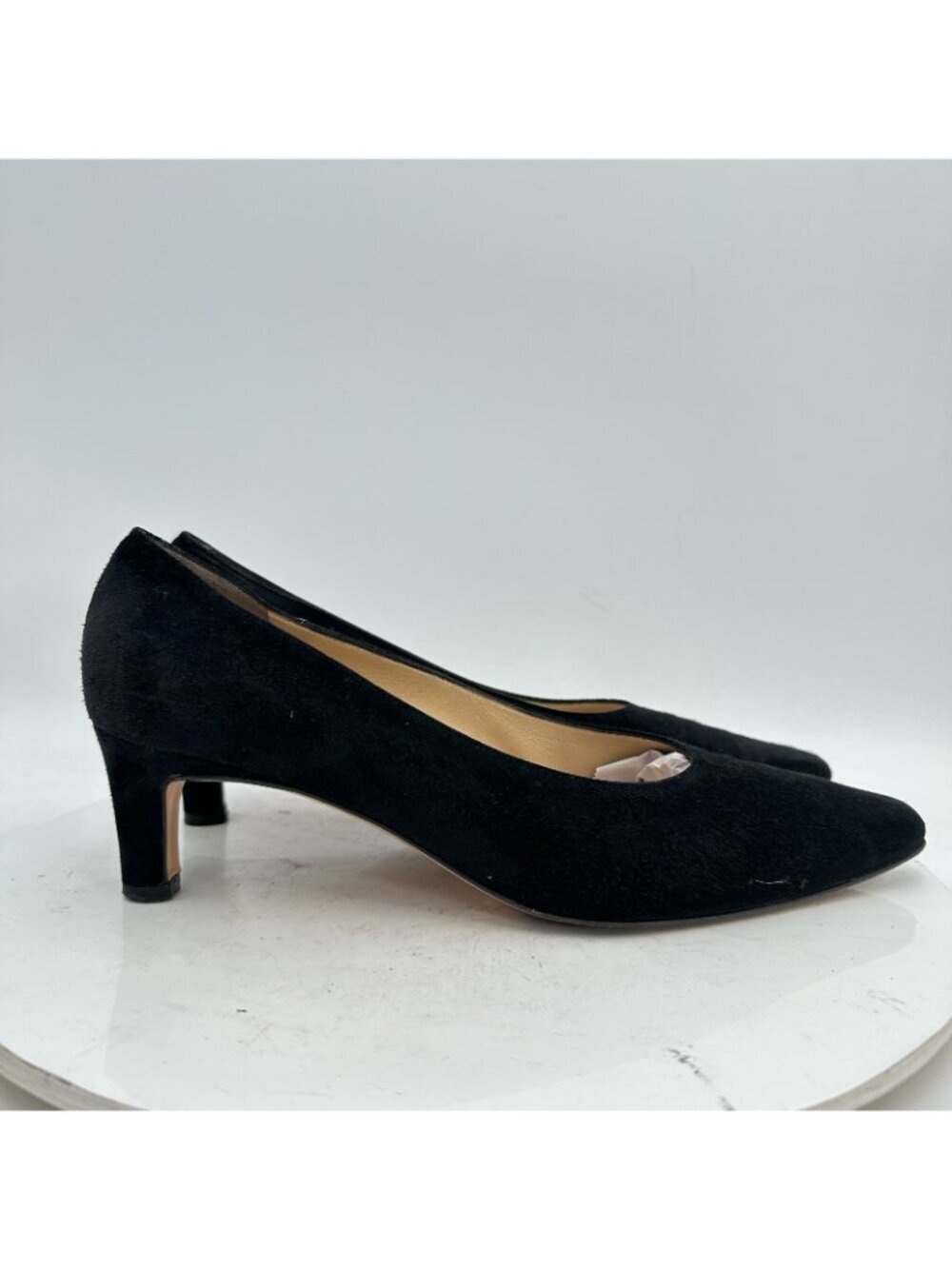 Salvatore Ferragamo Women Size 8.5B Black Suede Slip On Pump Heel Shoes - Picture 4 of 11